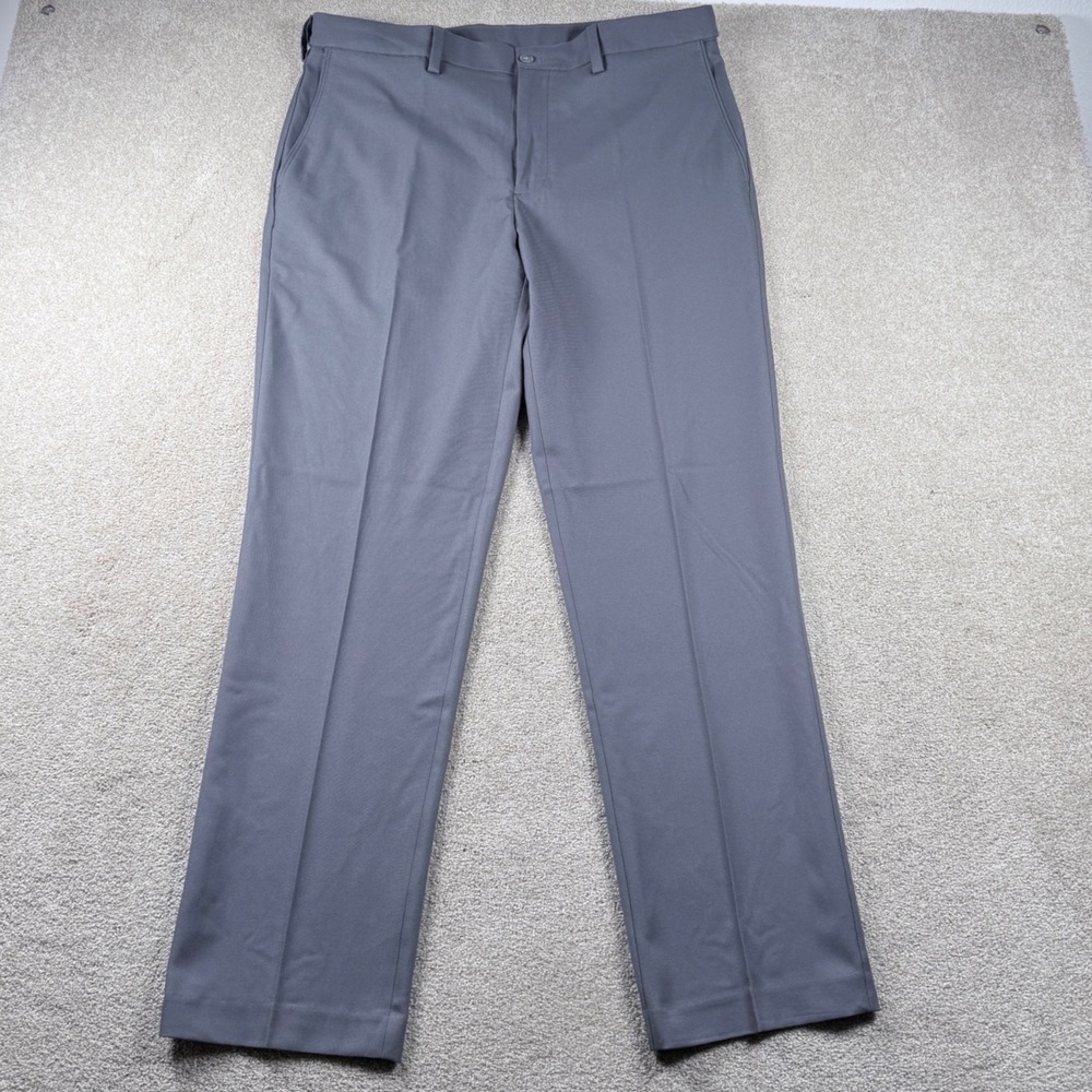 Savane Dress Pants Mens 34x32 Gray New Straight Fit Stretch Expandable Waist